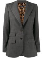 Dolce & Gabbana Single Breasted Leopard Print Lining Blazer - Grey