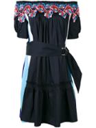 Peter Pilotto Embroidered Off Shoulder Dress, Women's, Size: 6, Black, Cotton/polyamide/polyester/spandex/elastane