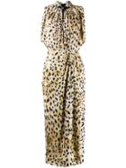 Prada Animal Print Gathered Waist Dress - Neutrals