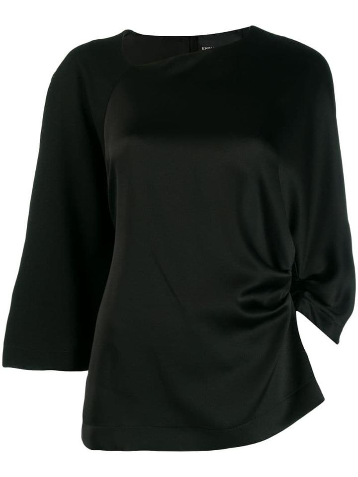 Erika Cavallini Panelled Crepe And Satin Top - Black