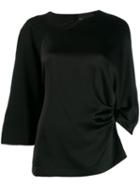 Erika Cavallini Panelled Crepe And Satin Top - Black