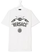 Young Versace Logo Printed T-shirt - White