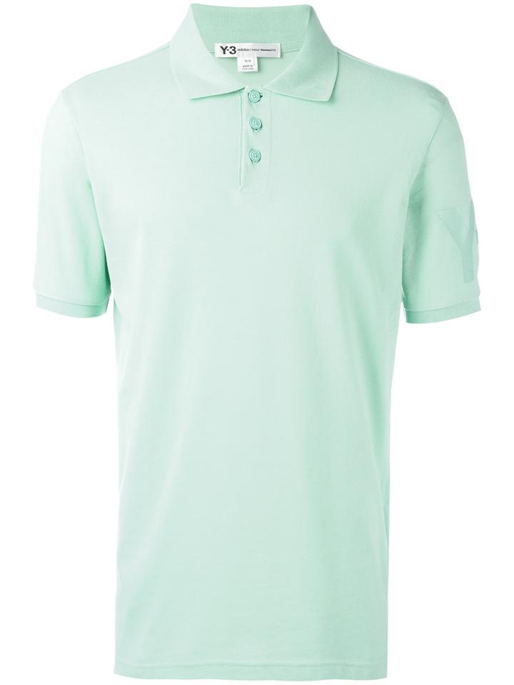 Y-3 Embroidered Logo Polo Shirt, Men's, Size: Large, Green, Organic Cotton