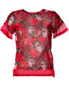 Comme Des Garçons Rose Print T-shirt - Red