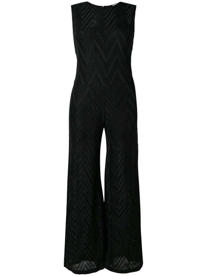 M Missoni Zigzag Knit Wide Leg Jumpsuit - Black
