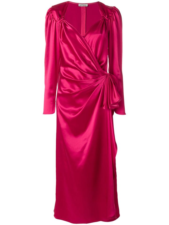 Attico Sweetheart Neck Long Evening Dress - Pink & Purple