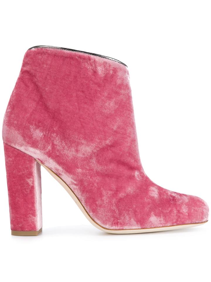Malone Souliers Velvet Ankle Boots - Pink & Purple