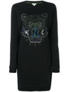 Kenzo - Tiger Logo Embroidered Dress - Women - Cotton - M, Black, Cotton