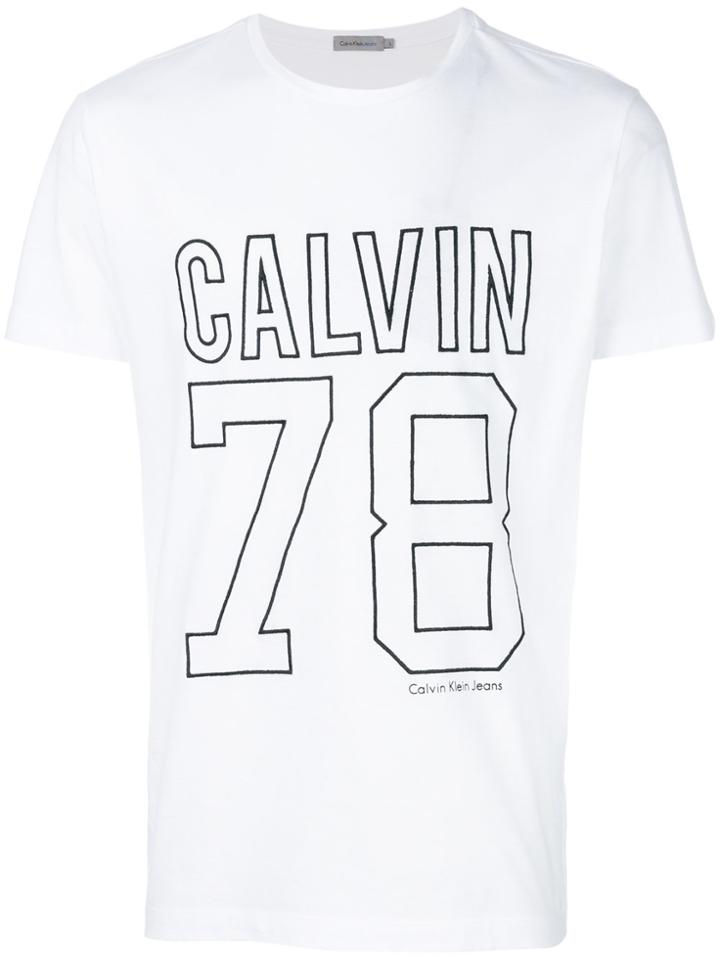Calvin Klein Logo Embroidered T-shirt - White