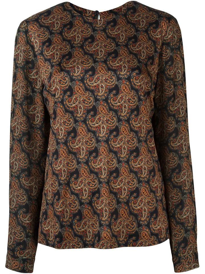Etro Printed Blouse, Women's, Size: 46, Black, Silk