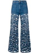 The Seafarer Laser Cut Flared Jeans - Blue