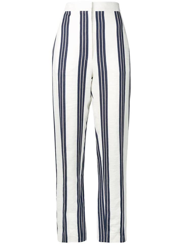 Loewe Striped High-waisted Trousers - White