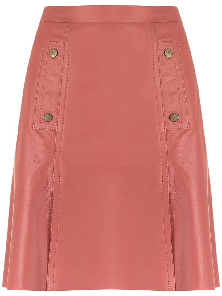 Talie Nk - Leather Skirt - Women - Leather - 40, Yellow/orange, Leather
