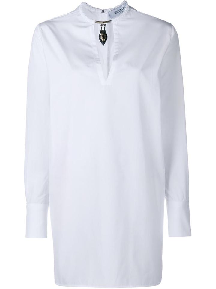 Valentino Mask Choker Shirt, Women's, Size: 42, White, Cotton/metal (other)