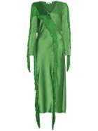 Diane Von Furstenberg Side Slit Fringe Dress - Green