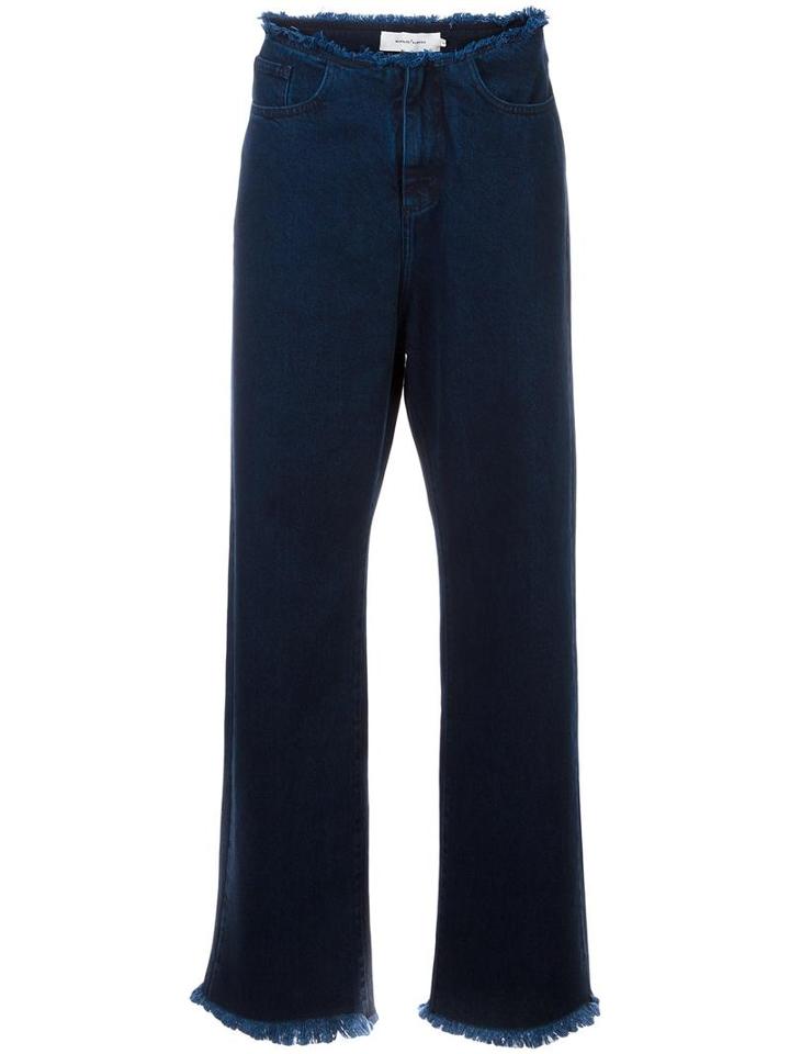 Marques'almeida Raw Edge Boyfriend Jeans, Women's, Size: 8, Blue, Cotton