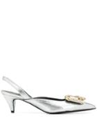 Just Cavalli Serpent Buckle Pointed Pumps - Silver