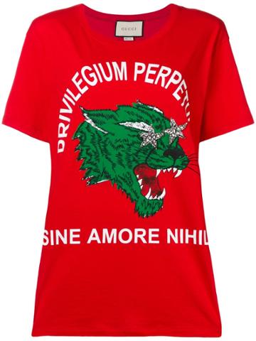 Gucci Wolf Print T-shirt - Red