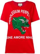 Gucci Wolf Print T-shirt - Red