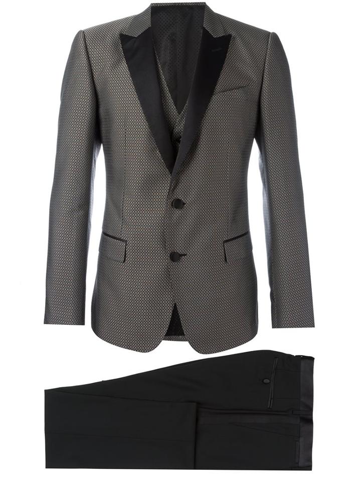 Dolce & Gabbana Embroidered Dinner Suit, Men's, Size: 48, Black, Silk/polyester/acetate/virgin Wool
