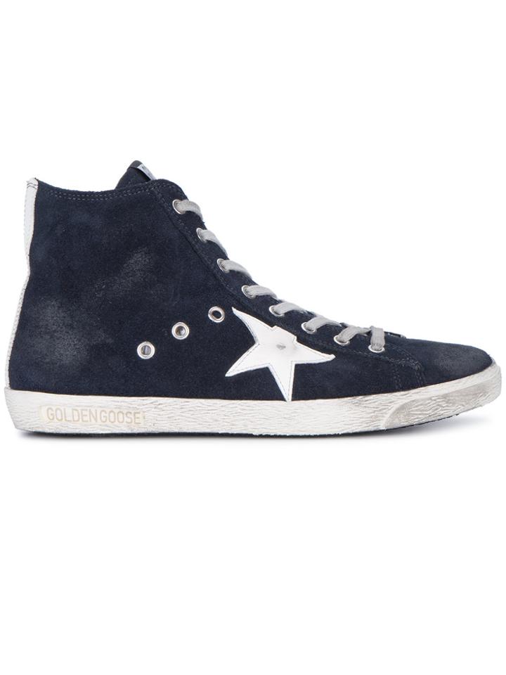 Golden Goose Deluxe Brand Blue Suede Francy Hi Top Sneakers