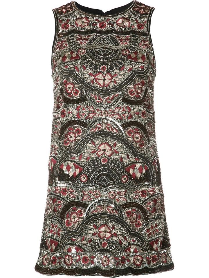 Alice+olivia Abstract Embroidery Mini Dress, Women's, Size: 6, Black, Silk