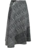 Jason Wu Checked Draped Skirt, Women's, Size: 6, Black, Virgin Wool