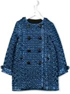 Burberry Kids Textured Jacquard Coat, Girl's, Size: 10 Yrs, Blue