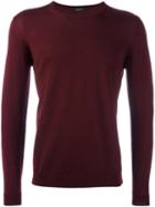 Roberto Collina Crew Neck Sweater, Men's, Size: 48, Red, Merino