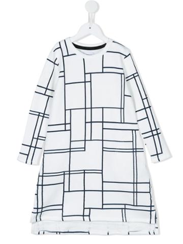 Arch & Line Geometric Print Dress, Girl's, Size: 10 Yrs, White
