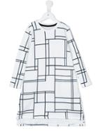 Arch & Line Geometric Print Dress, Girl's, Size: 10 Yrs, White