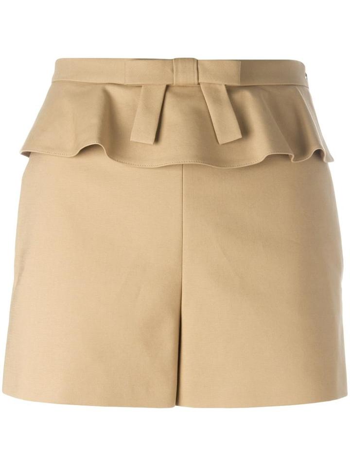 Red Valentino Frill Trim Shorts, Women's, Size: 42, Nude/neutrals, Cotton/spandex/elastane/polyester/acetate