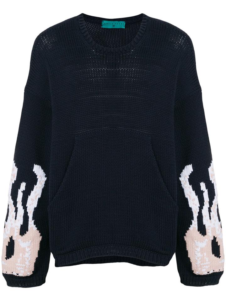 Paura Flame Sleeves Jumper - Blue