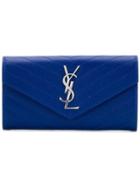 Saint Laurent Large Monogram Wallet - Blue