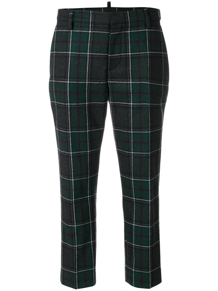 Dsquared2 - Checked Trousers - Women - Polyamide/wool - 42, Green, Polyamide/wool