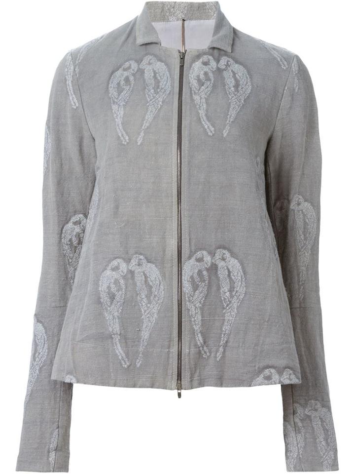 Alice Waese Embroidered Swing Jacket, Women's, Size: Medium, Grey, Cotton/linen/flax