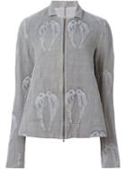 Alice Waese Embroidered Swing Jacket, Women's, Size: Medium, Grey, Cotton/linen/flax