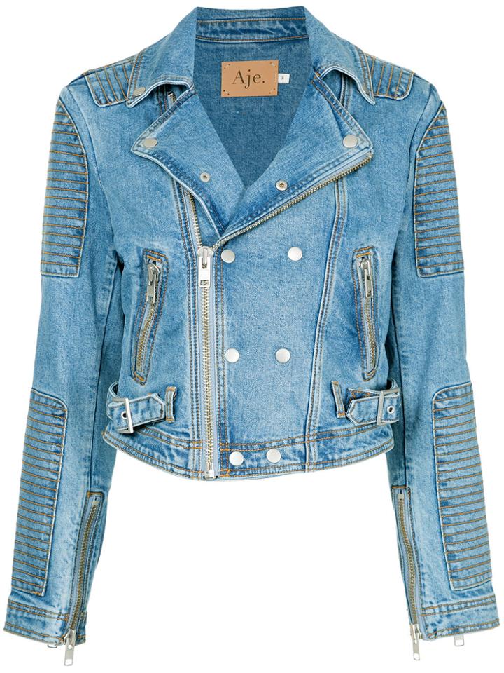 Aje Claudel Denim Biker Jacket - Blue