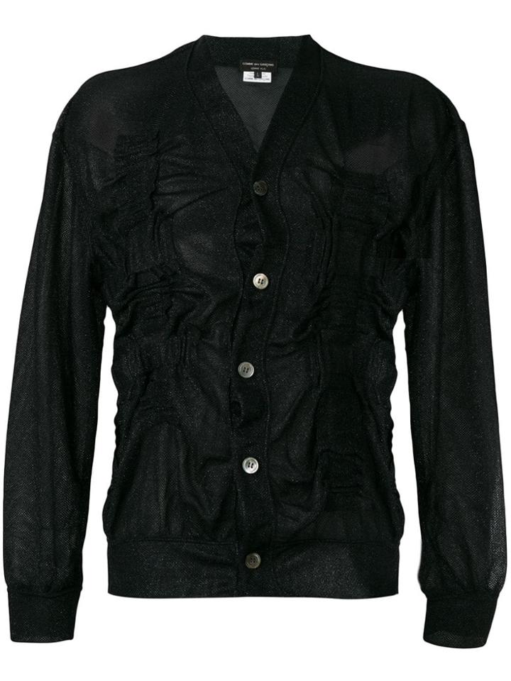 Comme Des Garçons Homme Plus V-neck Gathered Cardigan - Blue