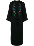 Veronique Branquinho Peacock Hooded Kaftan Dress - Black