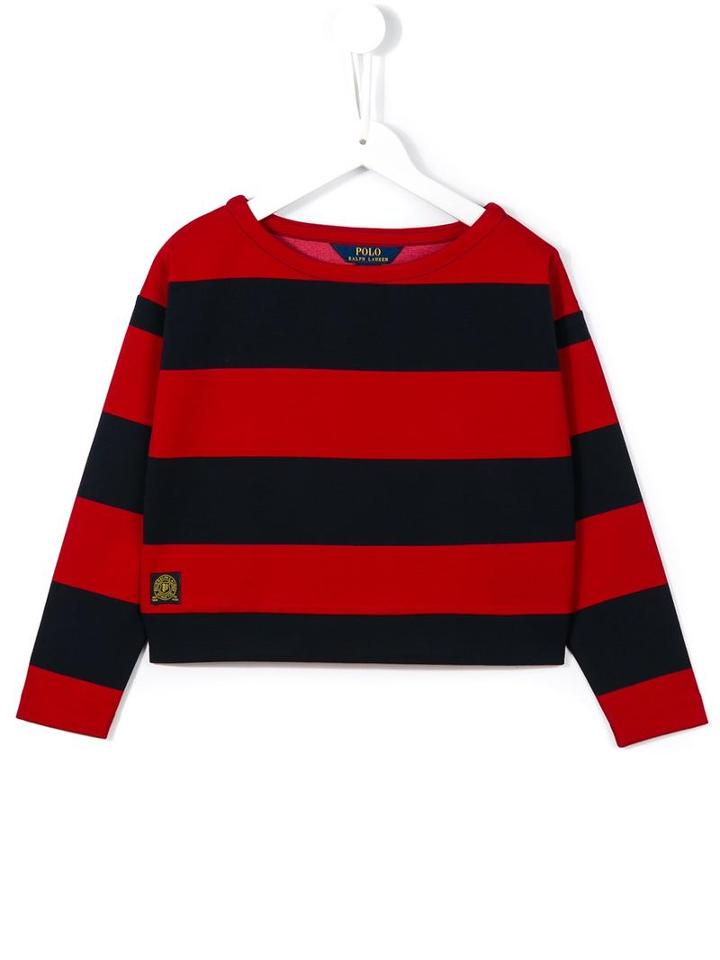 Ralph Lauren Kids Striped Long Sleeve Top, Girl's, Size: 10 Yrs, Red