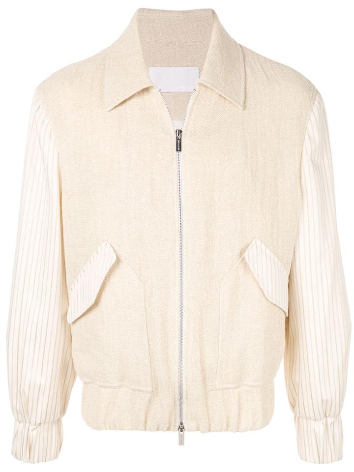 Sean Suen Stripe Sleeve Bomber Jacket - Yellow