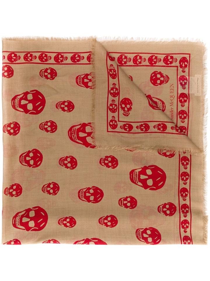 Alexander Mcqueen Skull Print Foulard - Neutrals