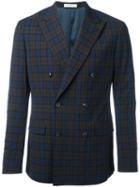 Boglioli Double Breasted Blazer, Men's, Size: 52, Blue, Cotton/spandex/elastane/acetate/cupro