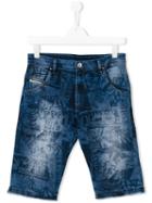 Diesel Kids Printed Denim Shorts, Boy's, Size: 16 Yrs, Blue