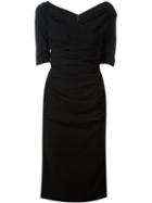 Dolce & Gabbana Ruched Dress, Women's, Size: 40, Black, Silk/nylon/spandex/elastane/virgin Wool