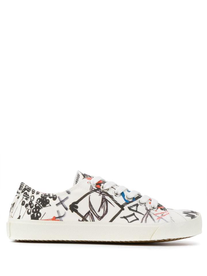 Maison Margiela Tabi Graffiti-print Sneakers - White