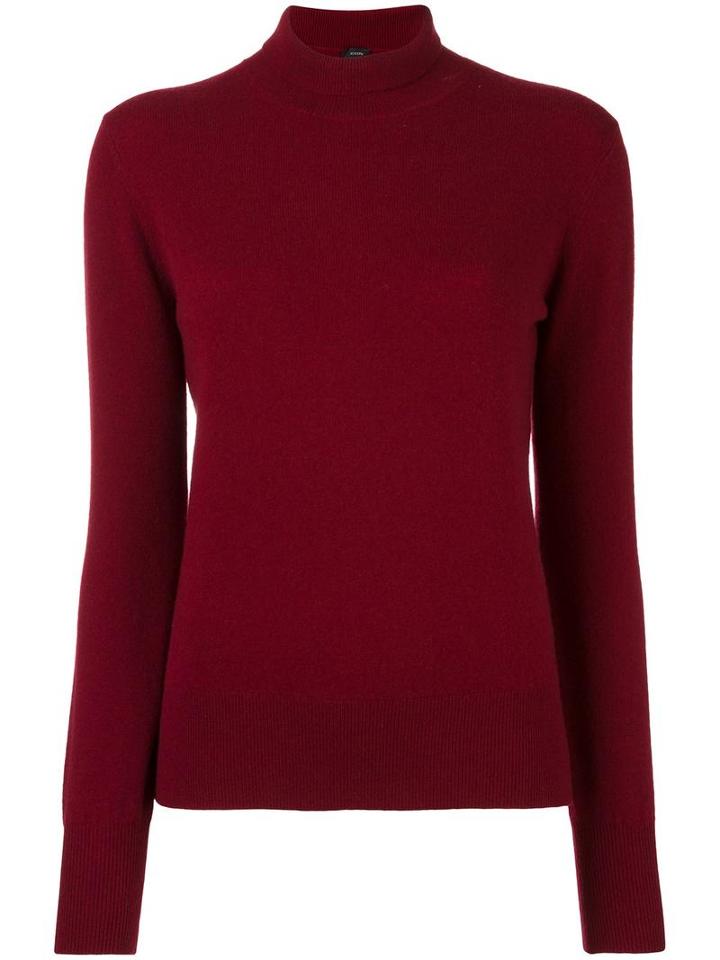 Joseph Roll Neck Jumper, Women's, Size: Large, Red, Wool