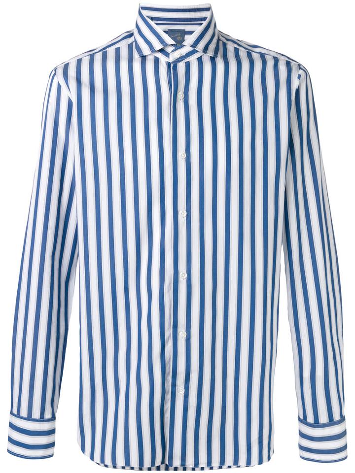 Barba - Long Sleeve Stripe Shirt - Men - Cotton - 39, White, Cotton