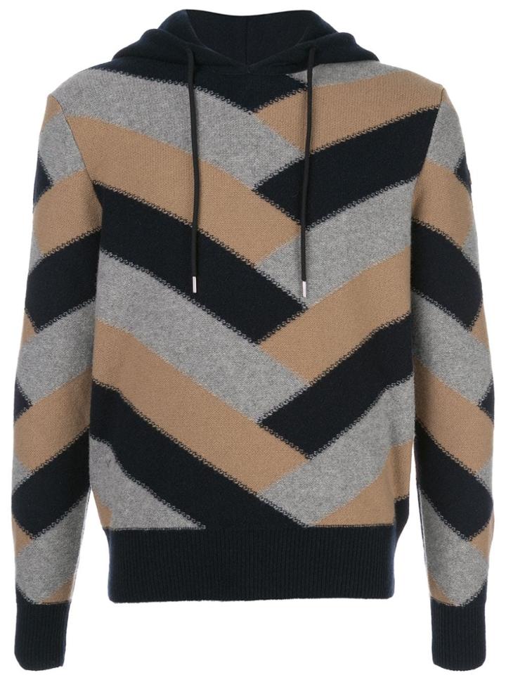 Moncler Chevron Instarsia Hoodie - Blue